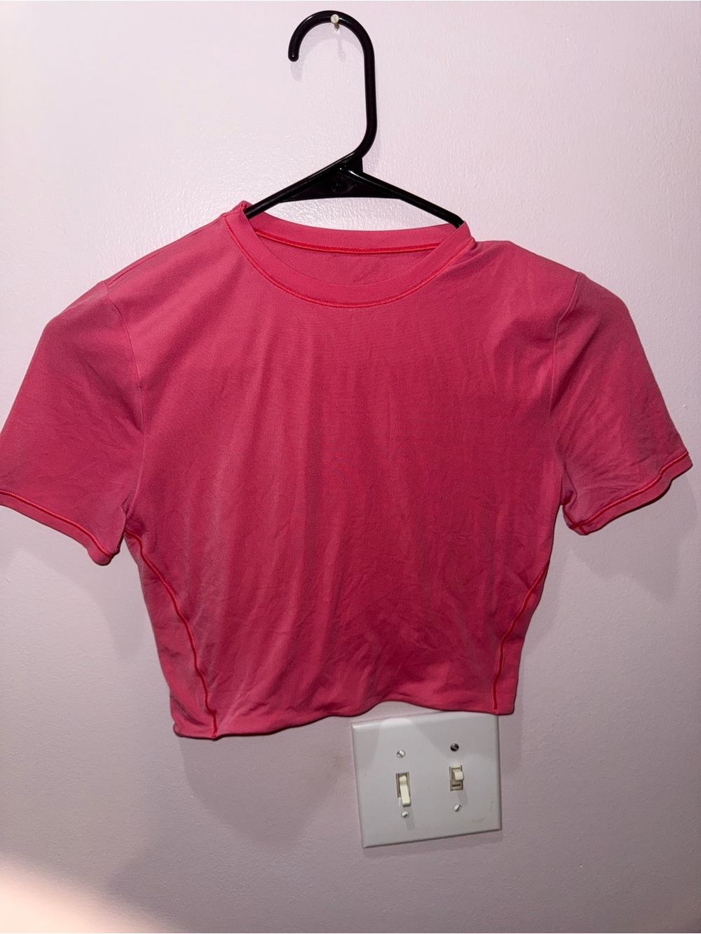 lululemon athletica Pink Short Sleeve Cropped Crewneck